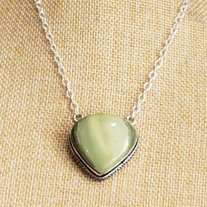 Opal necklace, swiss green opal necklace, 925 silver swiss green opal necklace